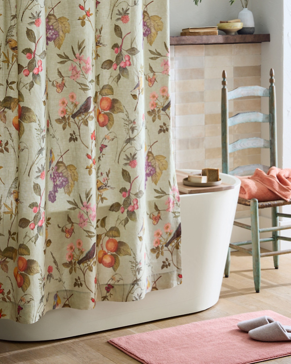 Chelsea Garden Relaxed-Linen Shower Curtain