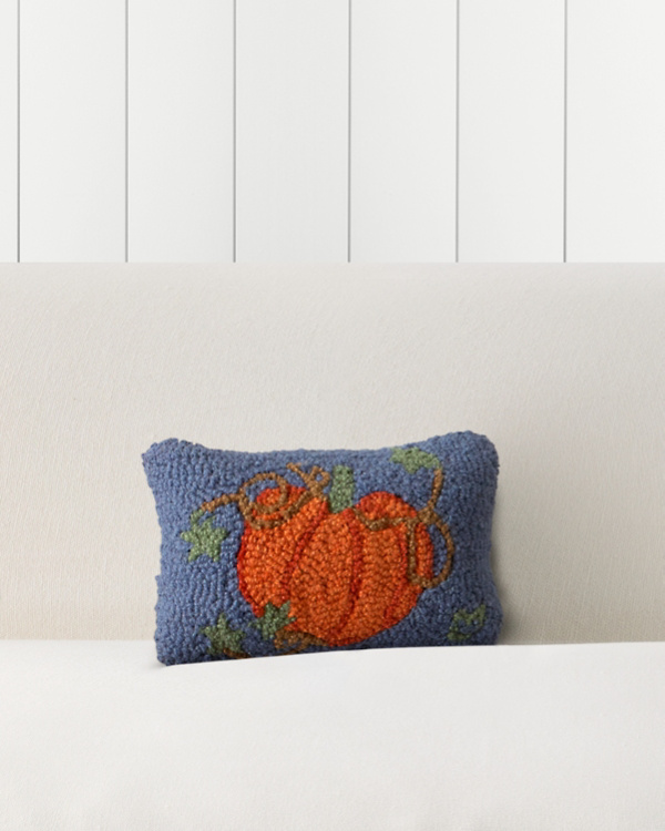 Cinderella Pumpkin Hooked Wool Pillow