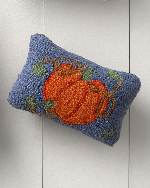 Cinderella Pumpkin Hooked Wool Pillow
