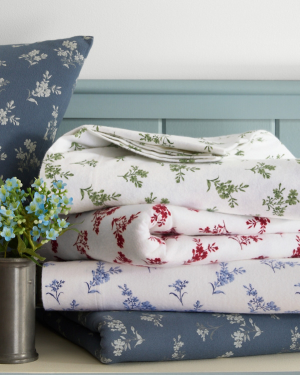 Cozy Vintage Floral Organic-Cotton Flannel Sheets