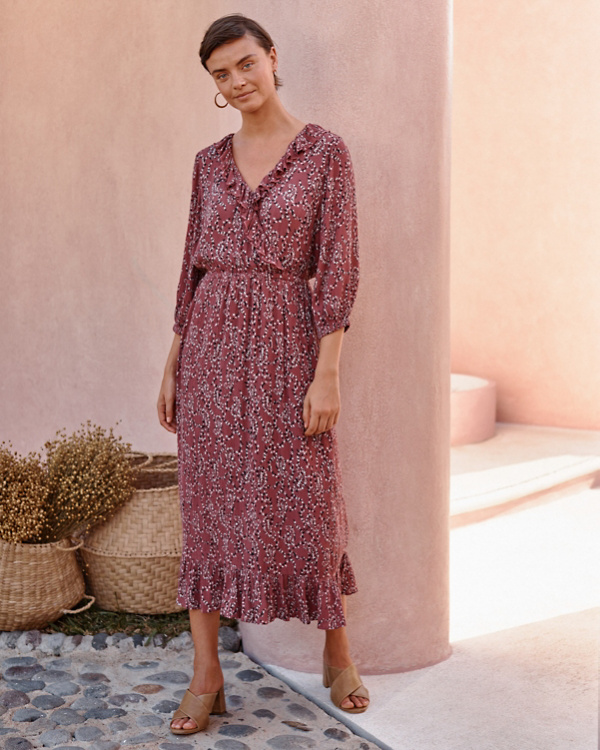 ECOVERO™ Ruffled Surplice Dress