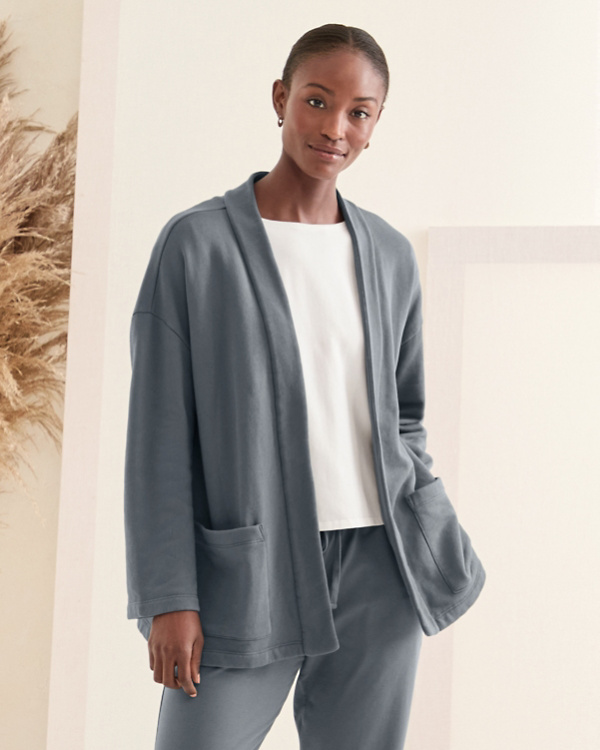 EILEEN FISHER Organic-Cotton French Terry Jacket