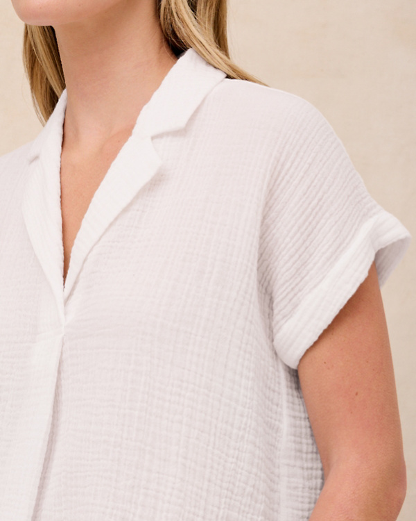 EILEEN FISHER Organic-Cotton Lofty Gauze Popover Top