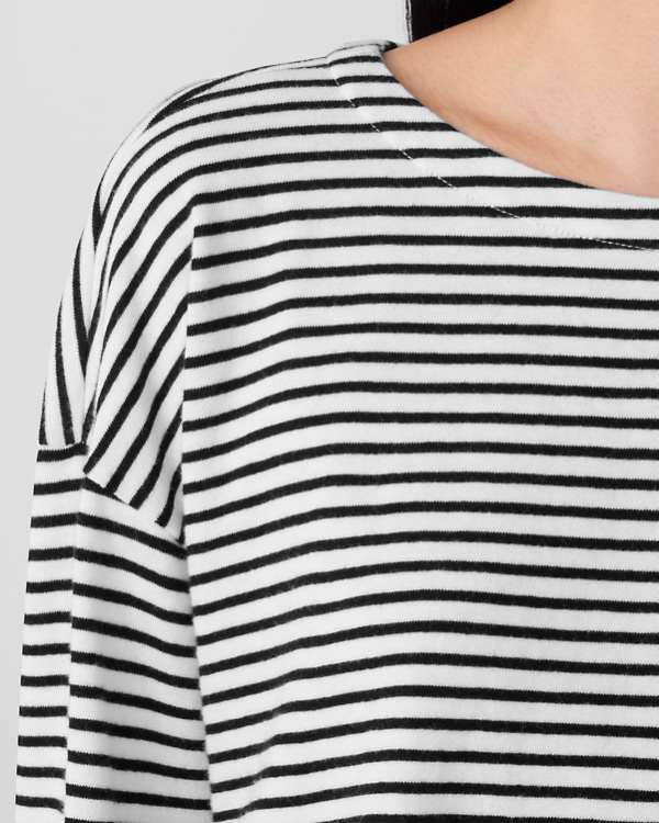 EILEEN FISHER Organic-Cotton Striped Bateau-Neck Top