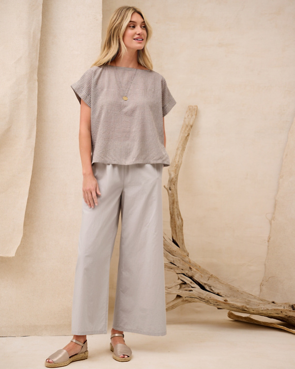 EILEEN FISHER Washed Organic-Cotton Poplin Wide-Leg Ankle Pants