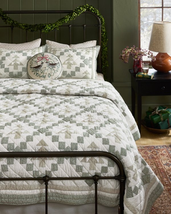 Spruce Tree Organic-Cotton Patchwork Quilt