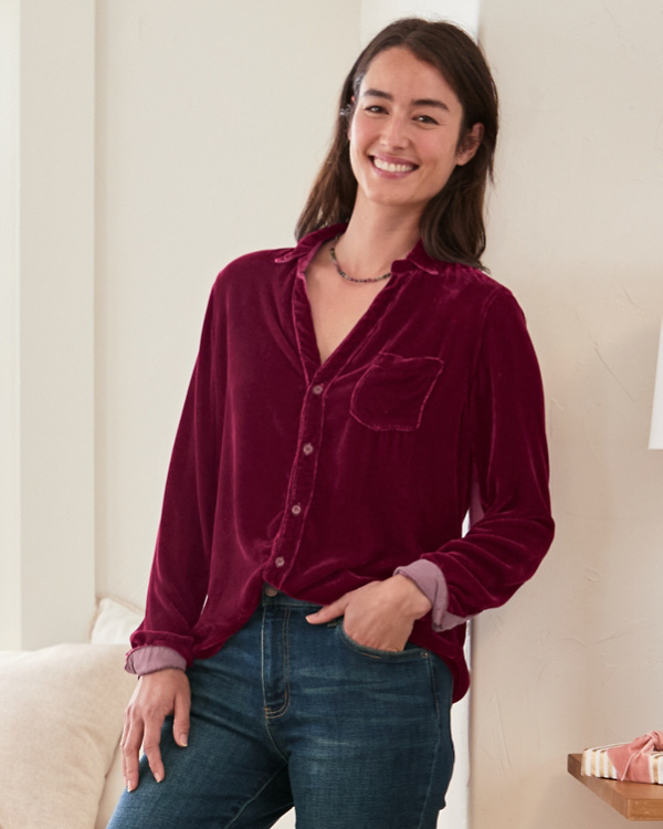 CP Shades Velvet Button-Up