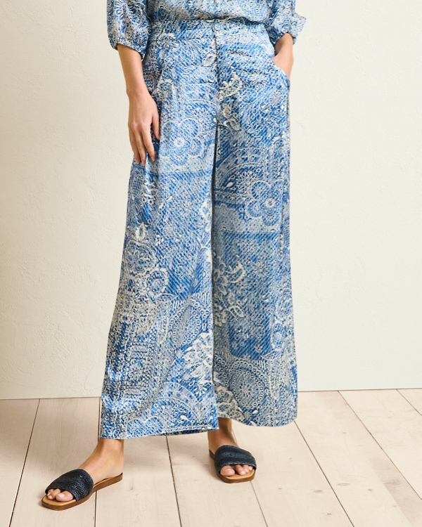 Johnny Was Wide-Leg Silk Pants