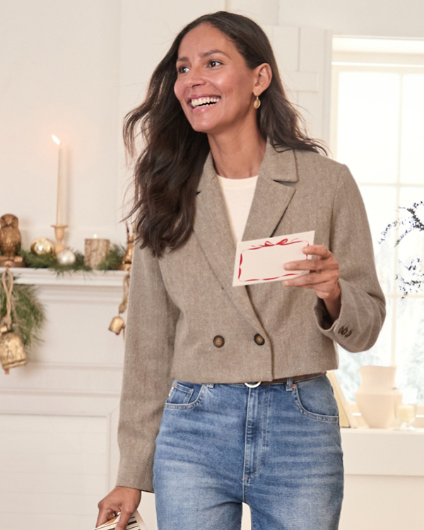 Lennon Cropped Wool-Blend Blazer
