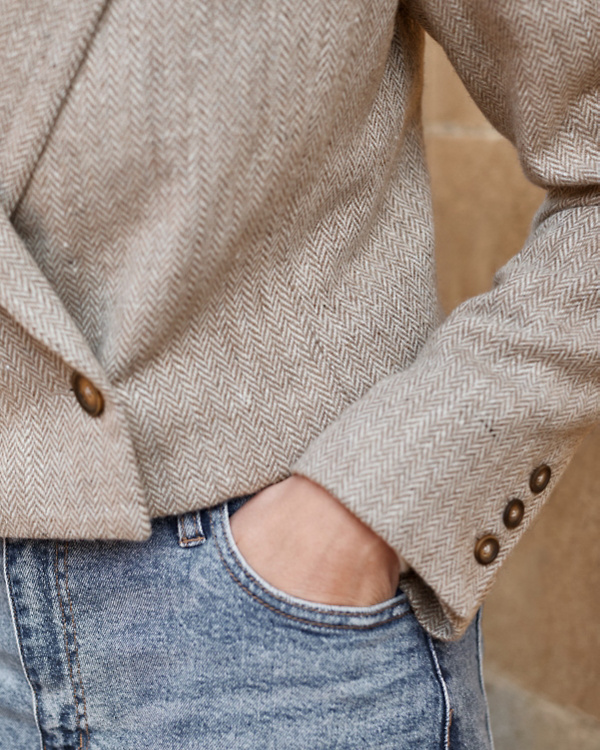 Lennon Cropped Wool-Blend Blazer